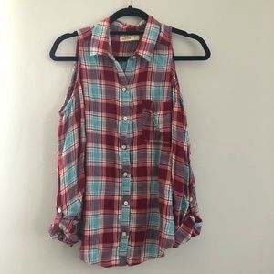 Open-Shoulder Button Up Flannel